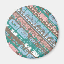 Supergirl Ticket Pattern Blue Fridge Magnet