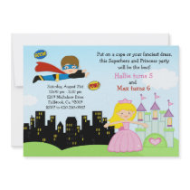 Superhero and Princess Birthday Party Invitation