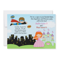 Superhero and Princess Birthday Party Invitation