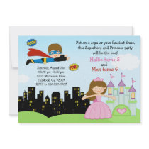 Superhero and Princess Birthday Party Invitation