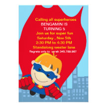 Superhero Birthday Invitation for the super boy bl