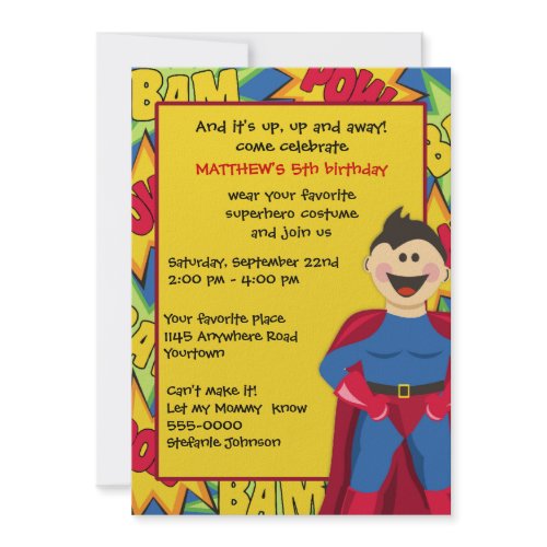 Superhero Birthday Party Invitation invitation