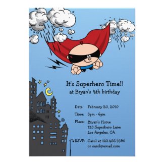 Superhero Birthday Party Invitation Card