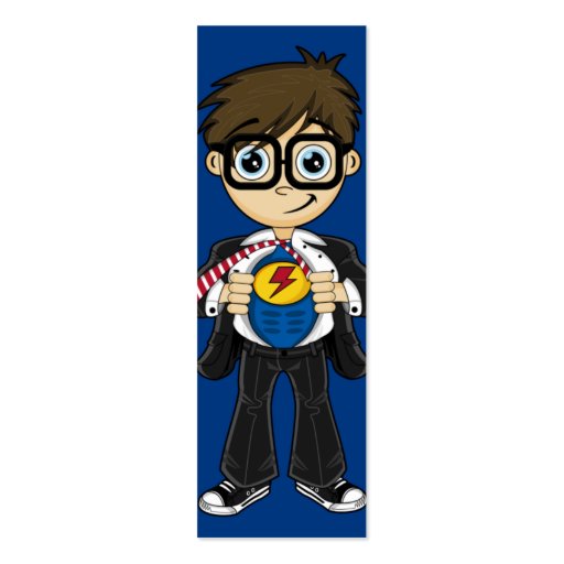 Superhero Boy Bookmark Business Card Template (back side)