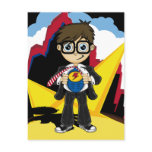 Superhero Boy in City Card Post Card