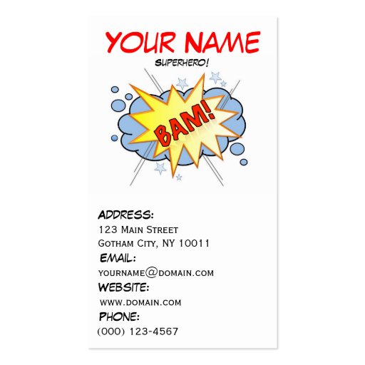 Superhero Business Card (back side)