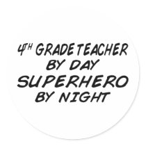 Superhero by Night - 4th Grade Round Stickers