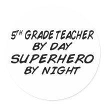 Superhero by Night - 5th Grade Round Stickers