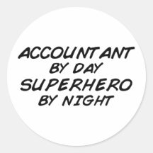 Superhero by Night - Accountant Round Sticker