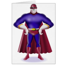 superhero caped male standing comics style cards