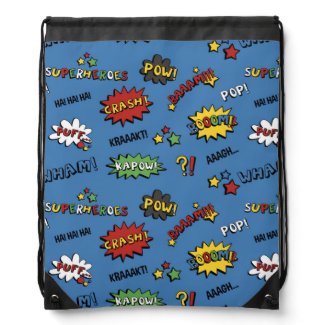 Superhero Colorful Fun Pattern Drawstring Backpacks
