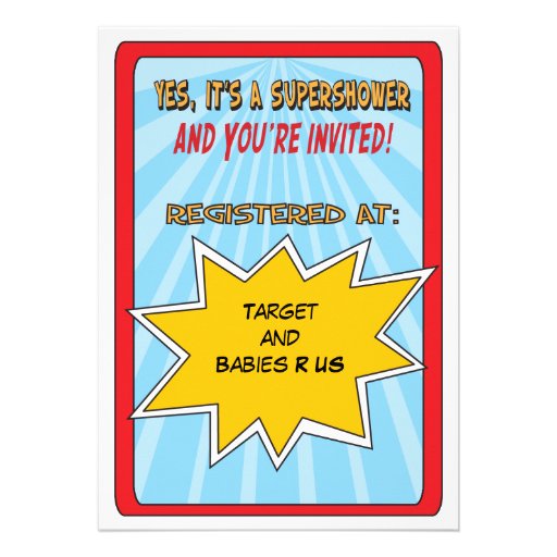 Superhero Comic Book Baby Shower Invitations