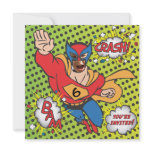 Superhero comic book birthday party photo card custom invite