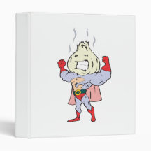 superhero garlic character vinyl binder