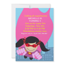 Superhero girl Birthday Invitation for the super b
