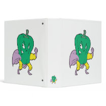 superhero green pepper cartoon character vinyl binder