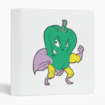 superhero green pepper cartoon character 3 ring binders