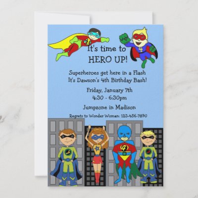 Superhero Hero Up Invitation
