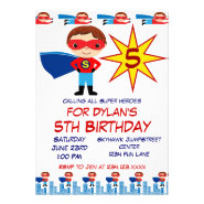 Superhero Kids Birthday Party Invitations for Boys