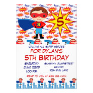 Superhero Kids Birthday Party Invitations for Boys
