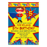 Superhero Kids Boys Birthday Party Invitation Blue