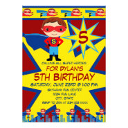 Superhero Kids Boys Birthday Party Invitation Red