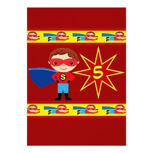 Superhero Kids Boys Birthday Party Invitation Red