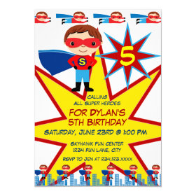 Superhero Kids Boys Birthday Party Invitations 5