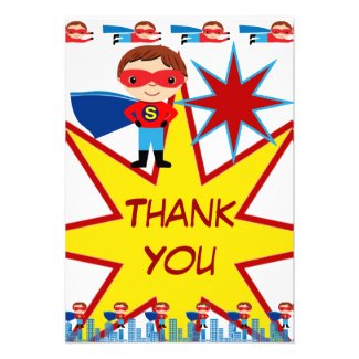 Superhero Kids Boys Birthday Party Thank You Cards