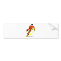 superhero male running punching cartoon bumper stickers