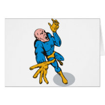 superhero male running punching cartoon greeting cards