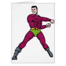 superhero male running punching cartoon cards