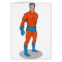 superhero male standing comics style card
