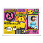 Superhero Pink Girl's Invitation Super Hero Invite