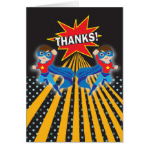 Superhero | Twins Thank You Card