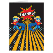 Superhero | Twins Thank You Card