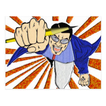 Superhero with Pencil Post Card