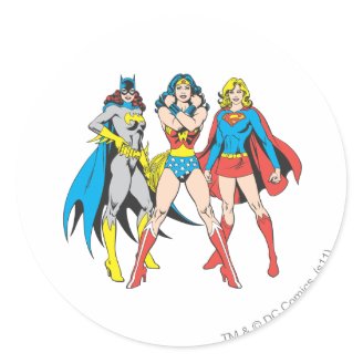 Superheroines Pose Round Stickers