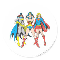 Superheroines Pose Round Stickers