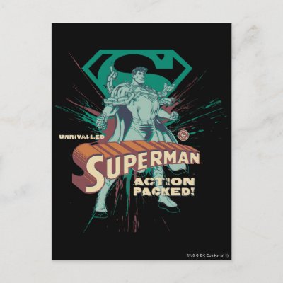 Superman action packed postcards