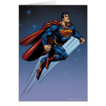 Superman against the night sky greeting card