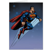 Superman against the night sky greeting card