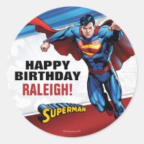 birthday, happy birthday, birthday party, party, superman, super man, super-man, kids, kids birthday, superhero, super hero, Klistermærke med brugerdefineret grafisk design