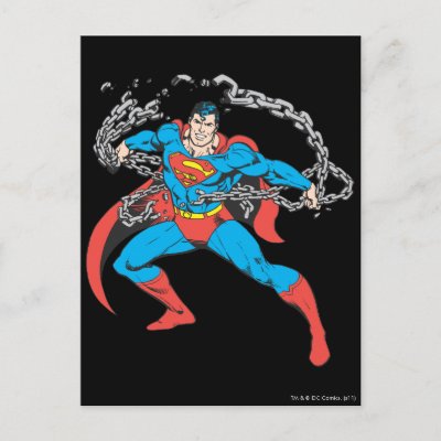 Superman Breaks Chains 2 postcards
