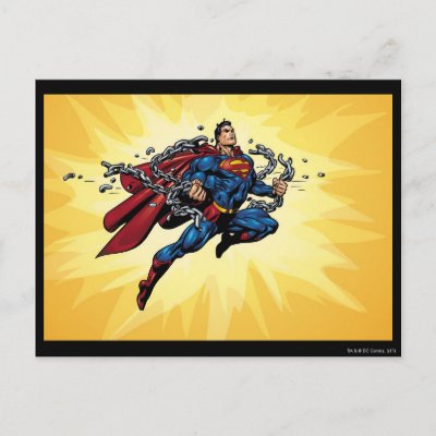 Superman breaks chains postcards