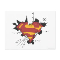 Superman broken metal post card