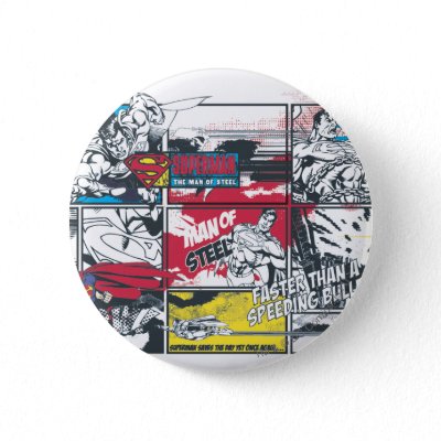 Superman Comic Book Collage buttons