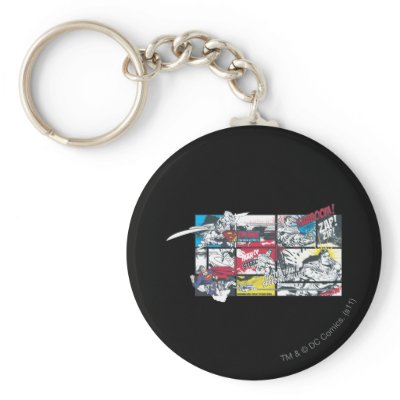 Superman Comic Book Collage keychains