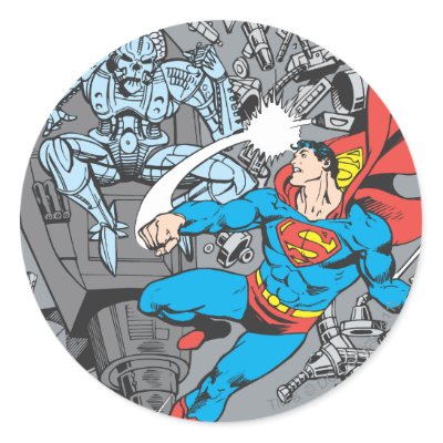Superman Fights Brainiac stickers