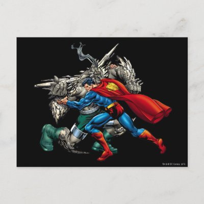 Superman Fights Enemy postcards